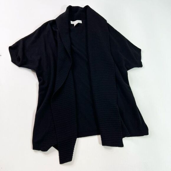 Arlotta Cardigan Sweater Women Small Black Short Sleeve Cashmere Open Front - Picture 1 of 7